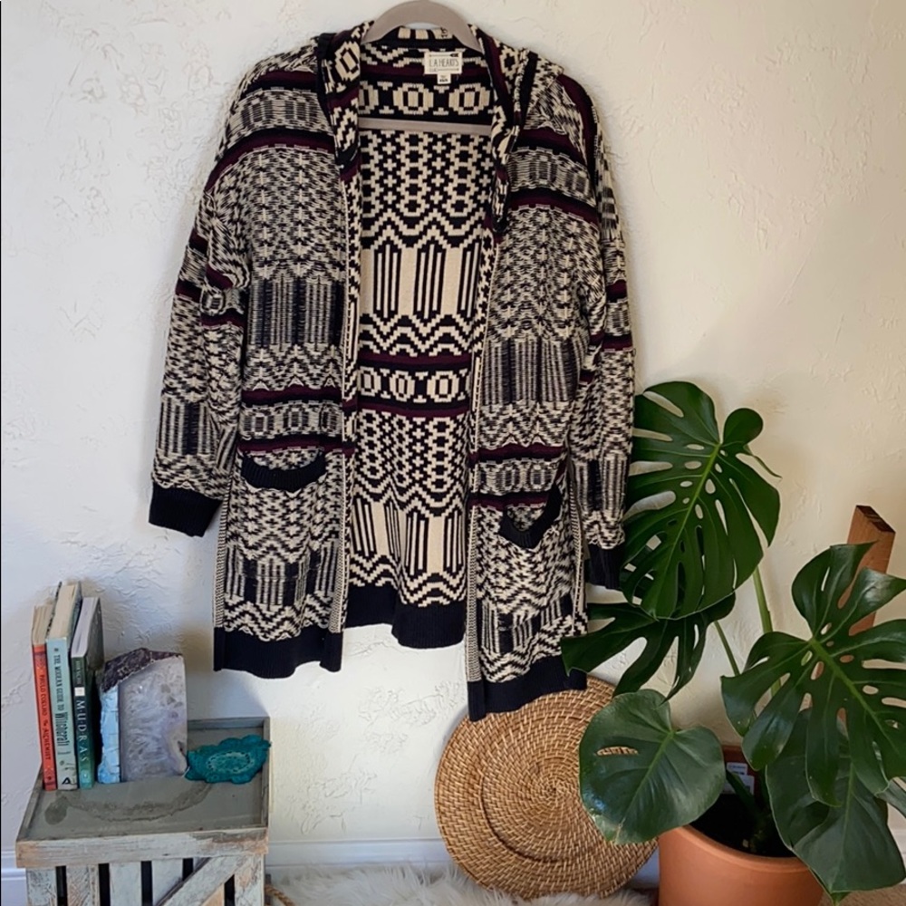 Woven Knit Hooded Cardigan